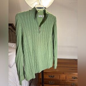 Liz & Co. Light Green Zip-Up Sweater